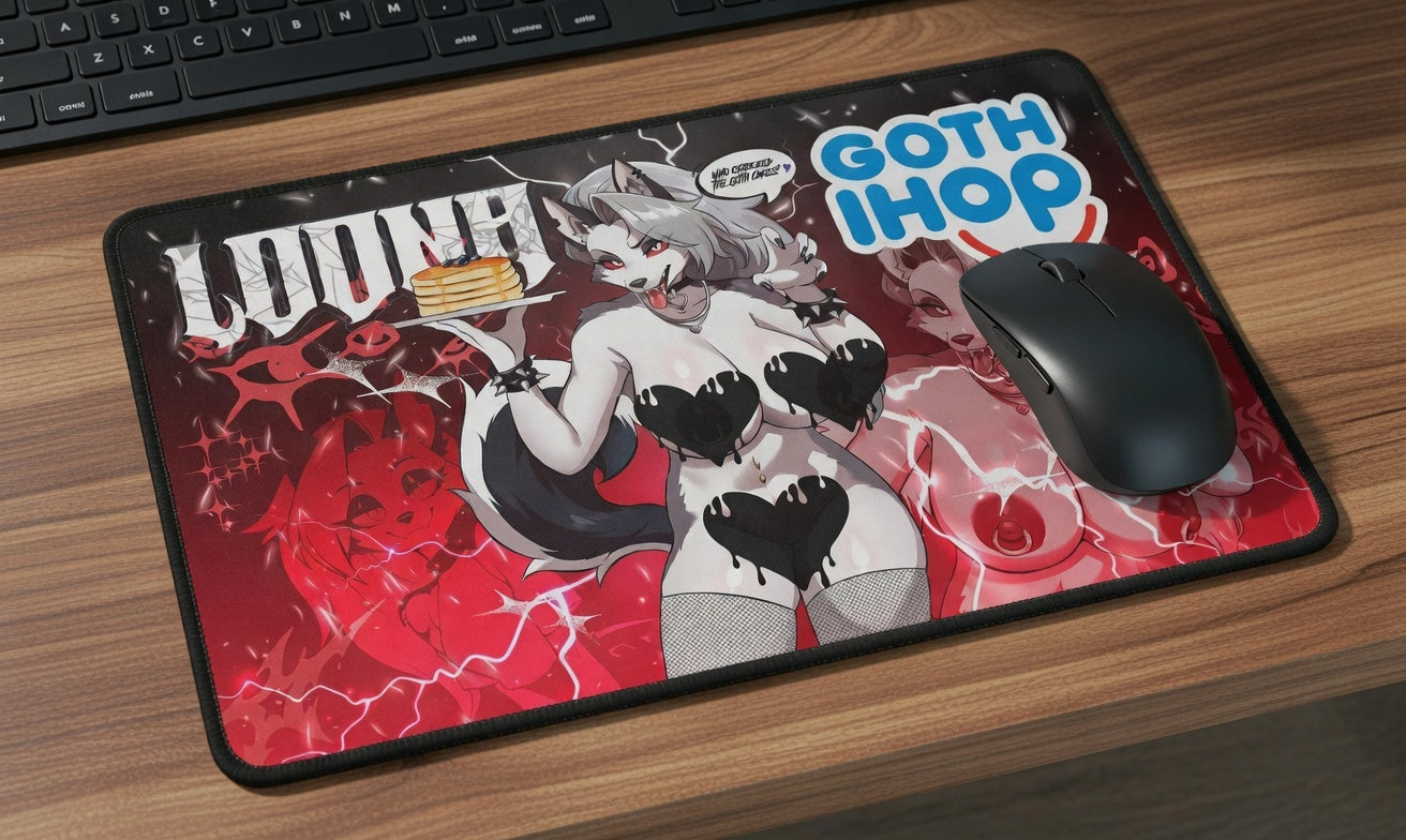 Goth IHop Loona Wolf Mousepad