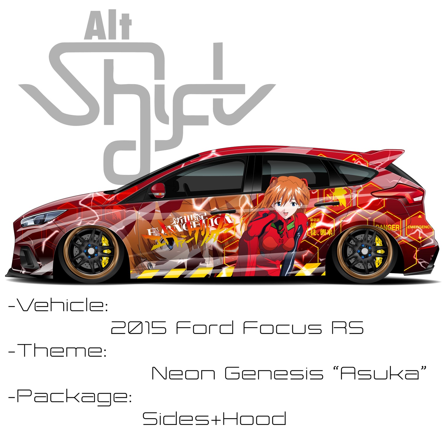 Neon Genesis Evangelion Asuka Universal Itasha Sides Wrap Design Files