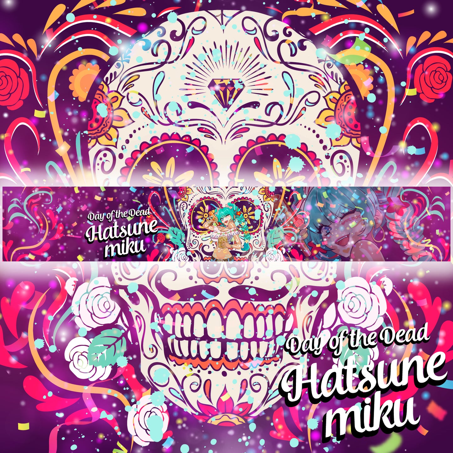 Day of the Dead Hatsune Miku <3 Windshield Banner