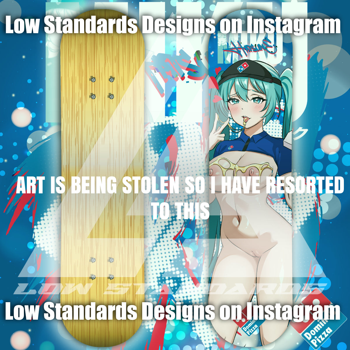 Dominos Pizza Girl Hatsune Miku Skate Deck