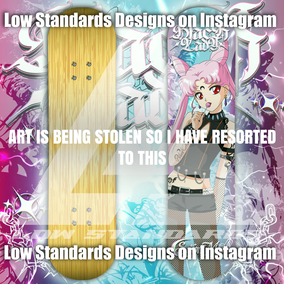 Goth Black Lady Skate Deck