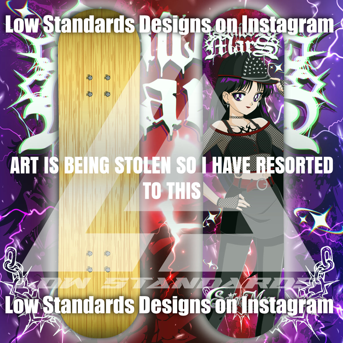 Goth Sailor Guardian Mars Skate Deck