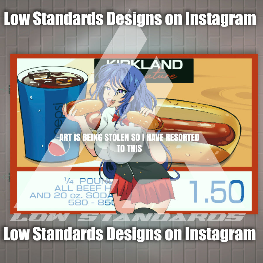 OC Katsumi Ahegao Costco Hot Dog <3 Poster / Wall Banner