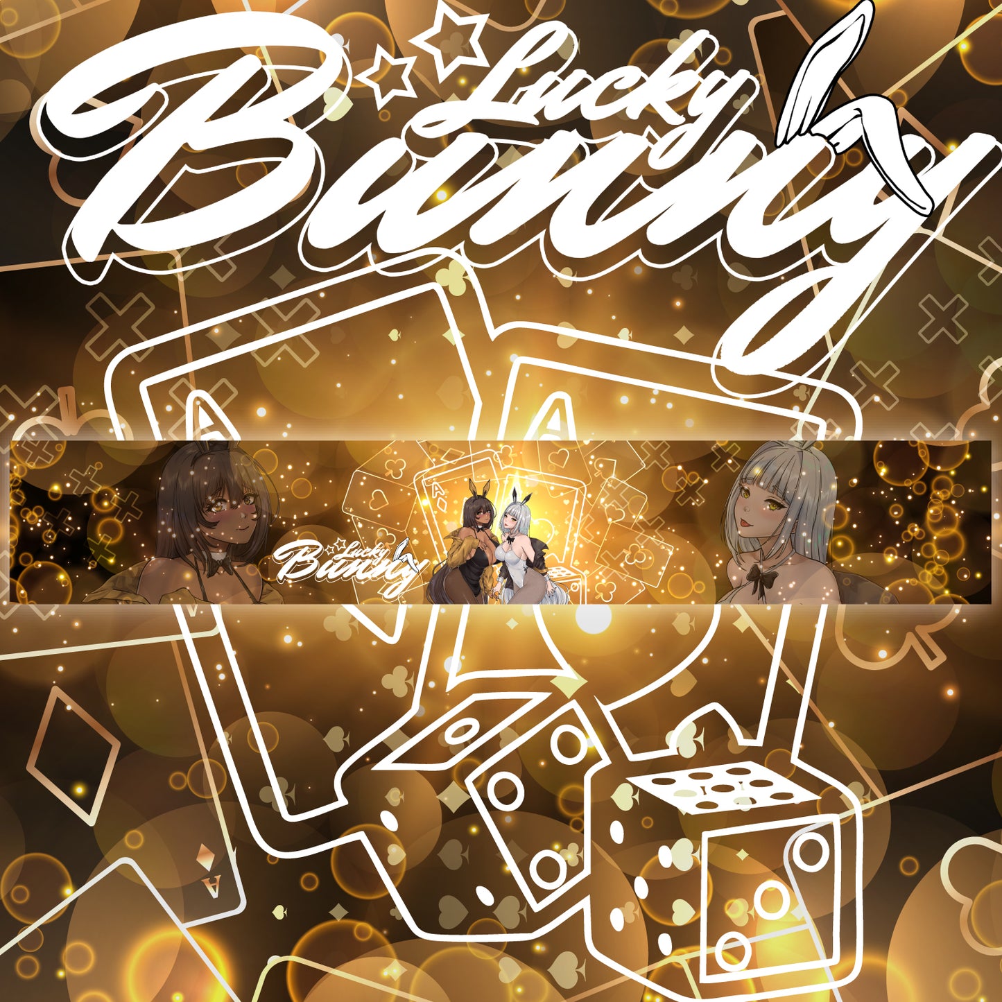 Lucky Bunny Noir & Blanc <3 Windshield Banner