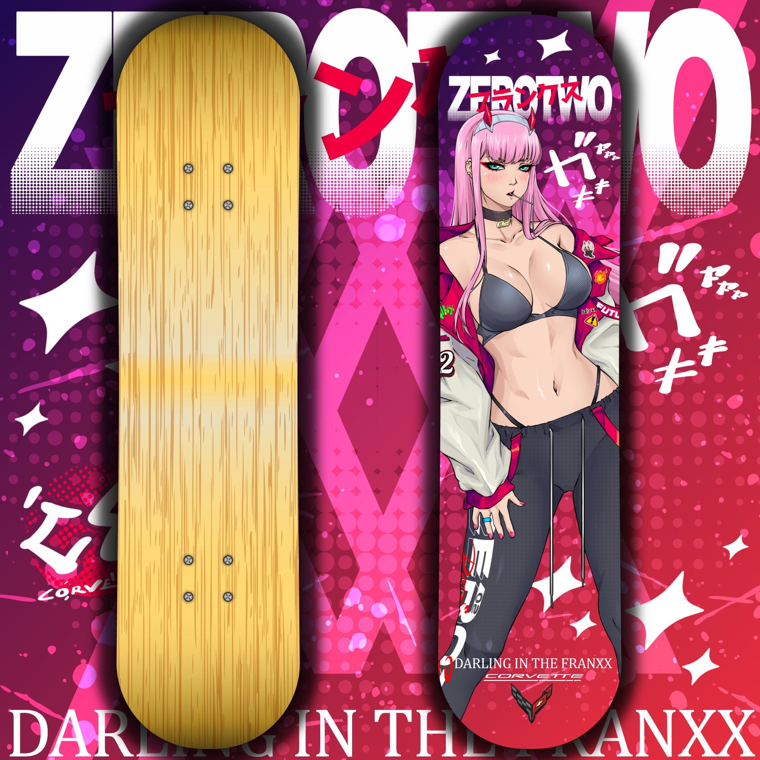 Anime Waifu Skate Deck Zero Two