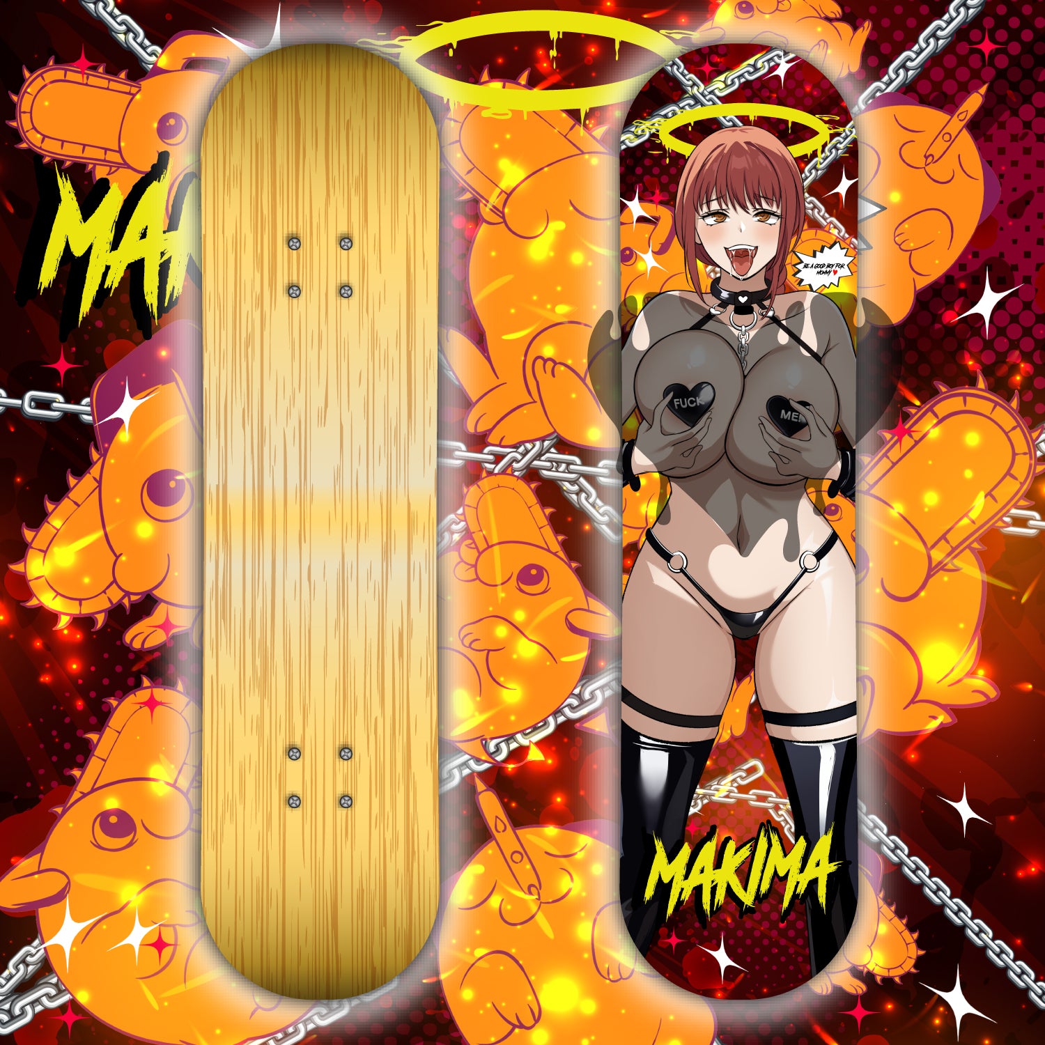 Anime Waifu Skate Deck Ahegao Makima
