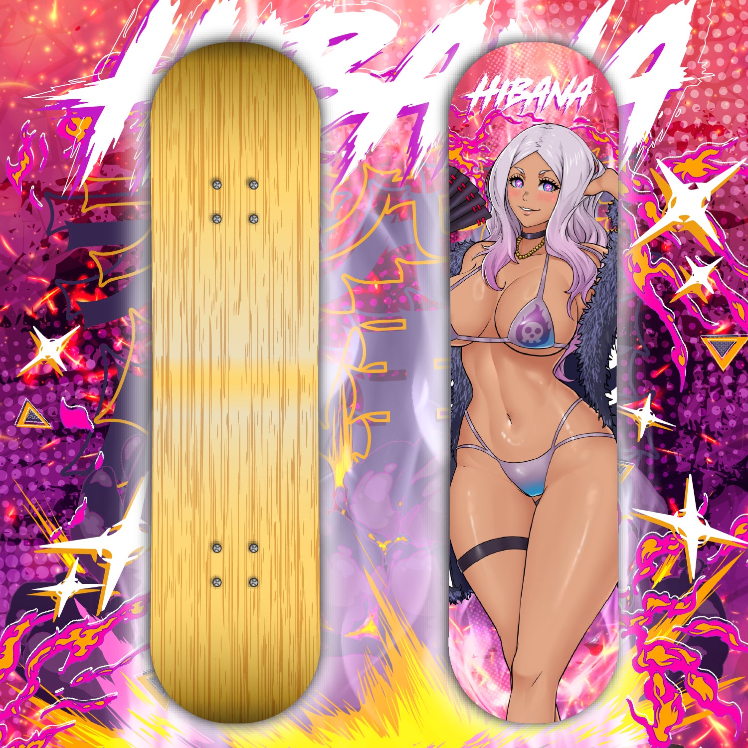 Anime Waifu Skate Deck Hibana