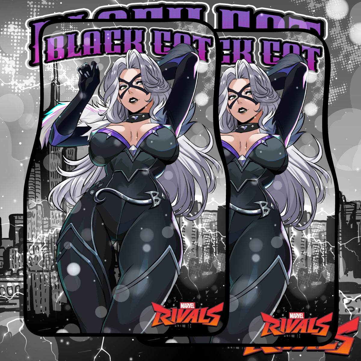 Anime Waifu Car Mats Black Cat