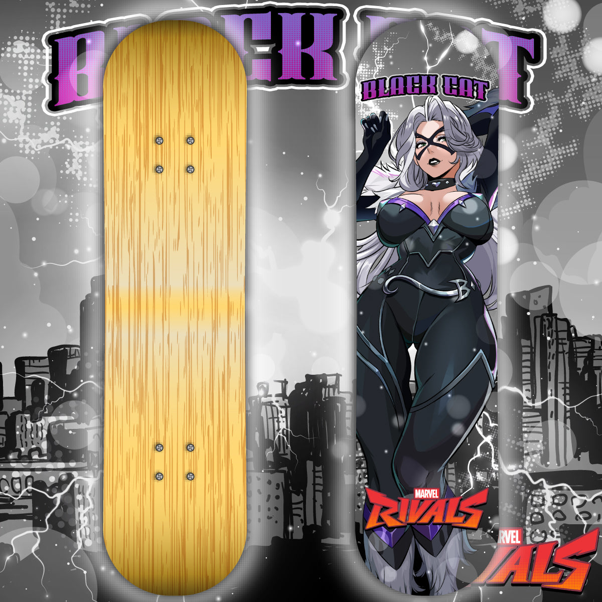 Anime Waifu Skate Deck Black Cat
