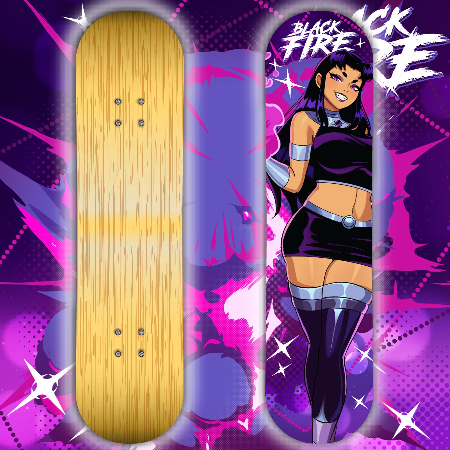 Anime Waifu Skate Deck Blackfire