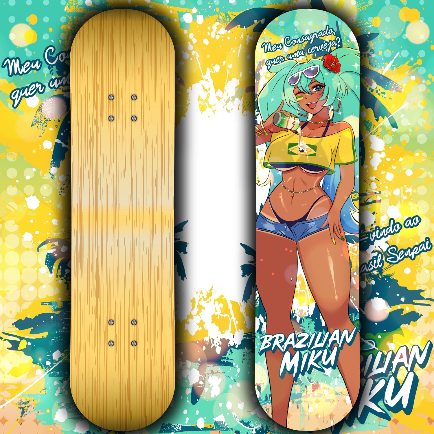 Anime Waifu Skate Deck Brazilian Miku