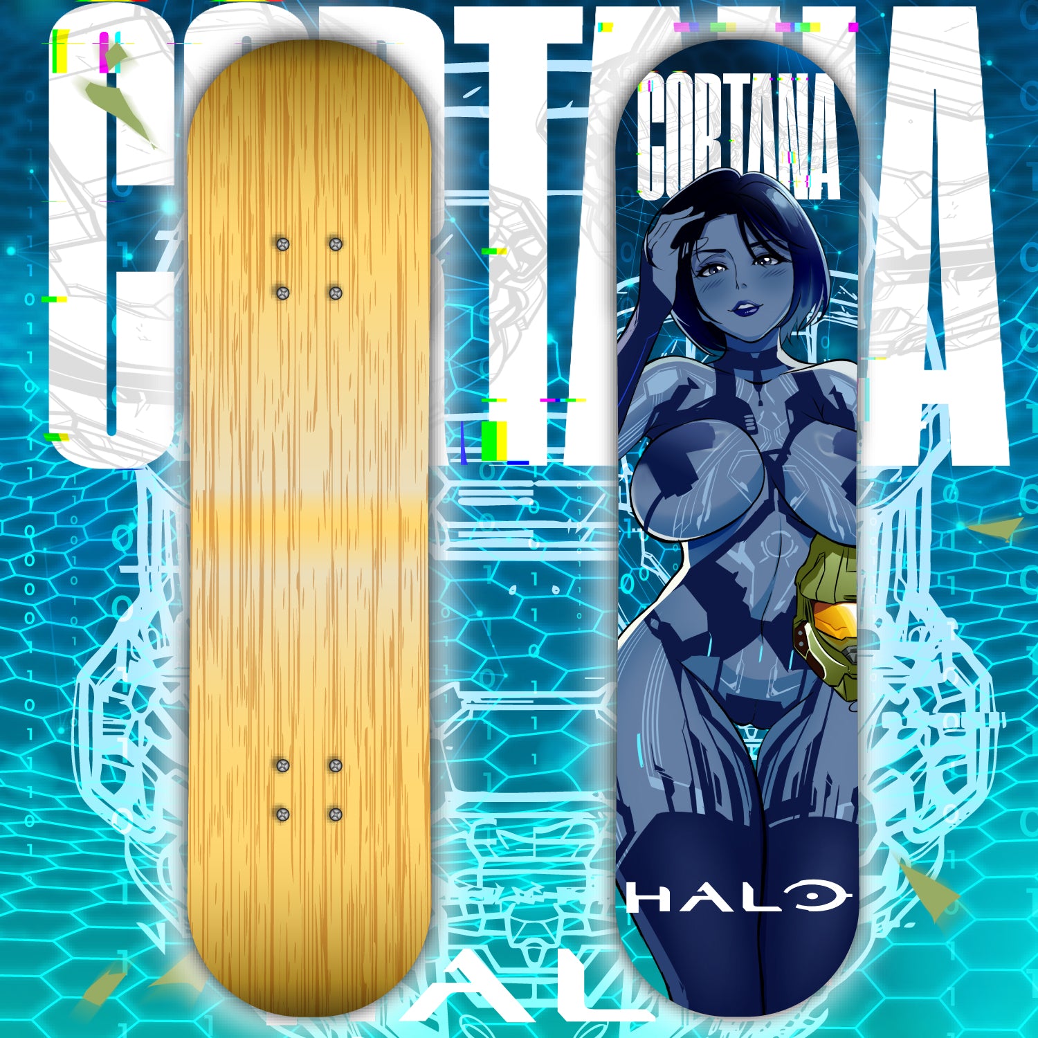 Anime Waifu Skate Deck Cortana
