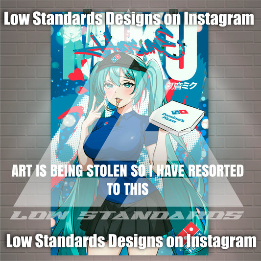 Dominos Pizza Girl Hatsune Miku Poster / Wall Banner