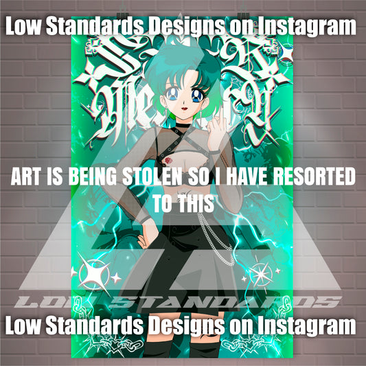 Goth Sailor Guardian Mercury Poster / Wall Banner