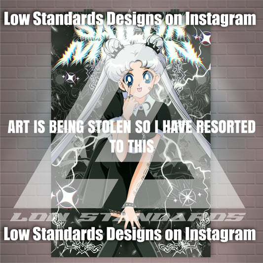 Goth Sailor Guardian Moon Poster / Wall Banner