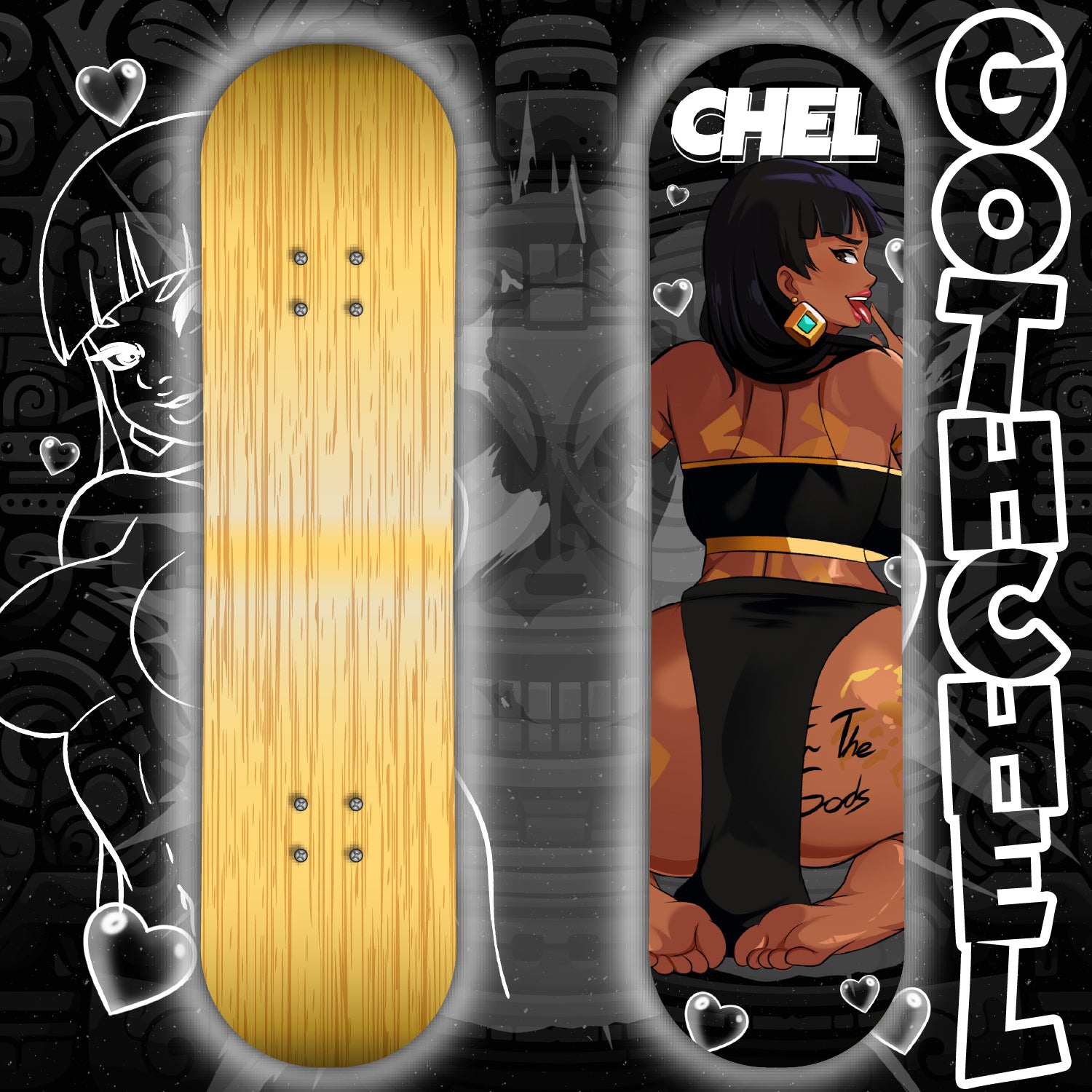 Anime Waifu Skate Deck Goth Chel
