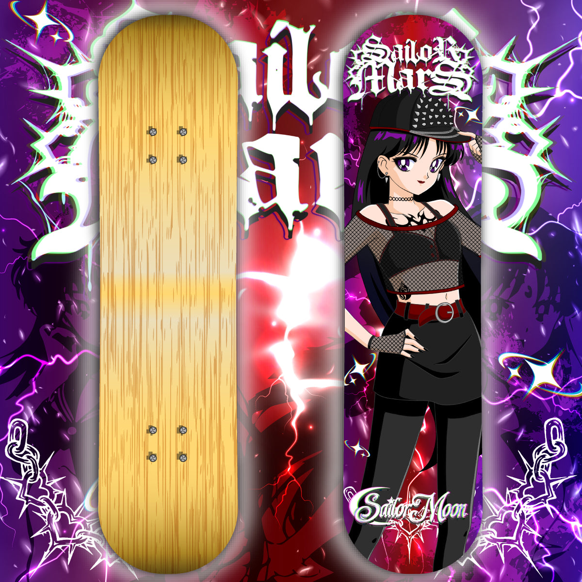 Anime Waifu Skate Deck Goth Guardian Mars