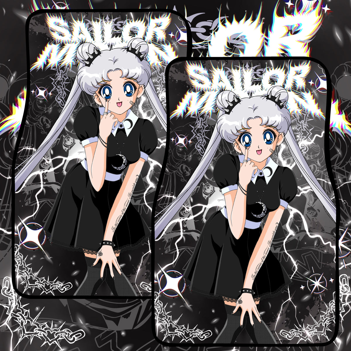 Anime Waifu Car Mats Goth Guardian Moon
