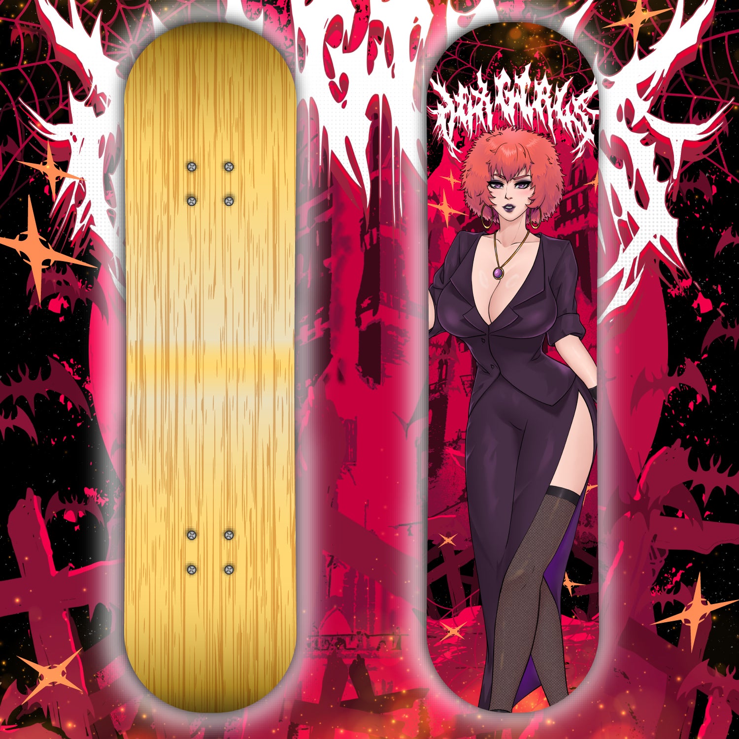 Anime Waifu Skate Deck The Hex Girls Luna
