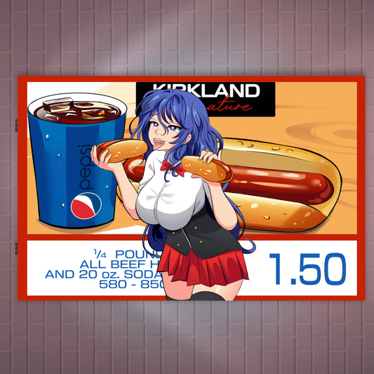 OC Katsumi Ahegao Costco Hot Dog <3 Poster / Wall Banner