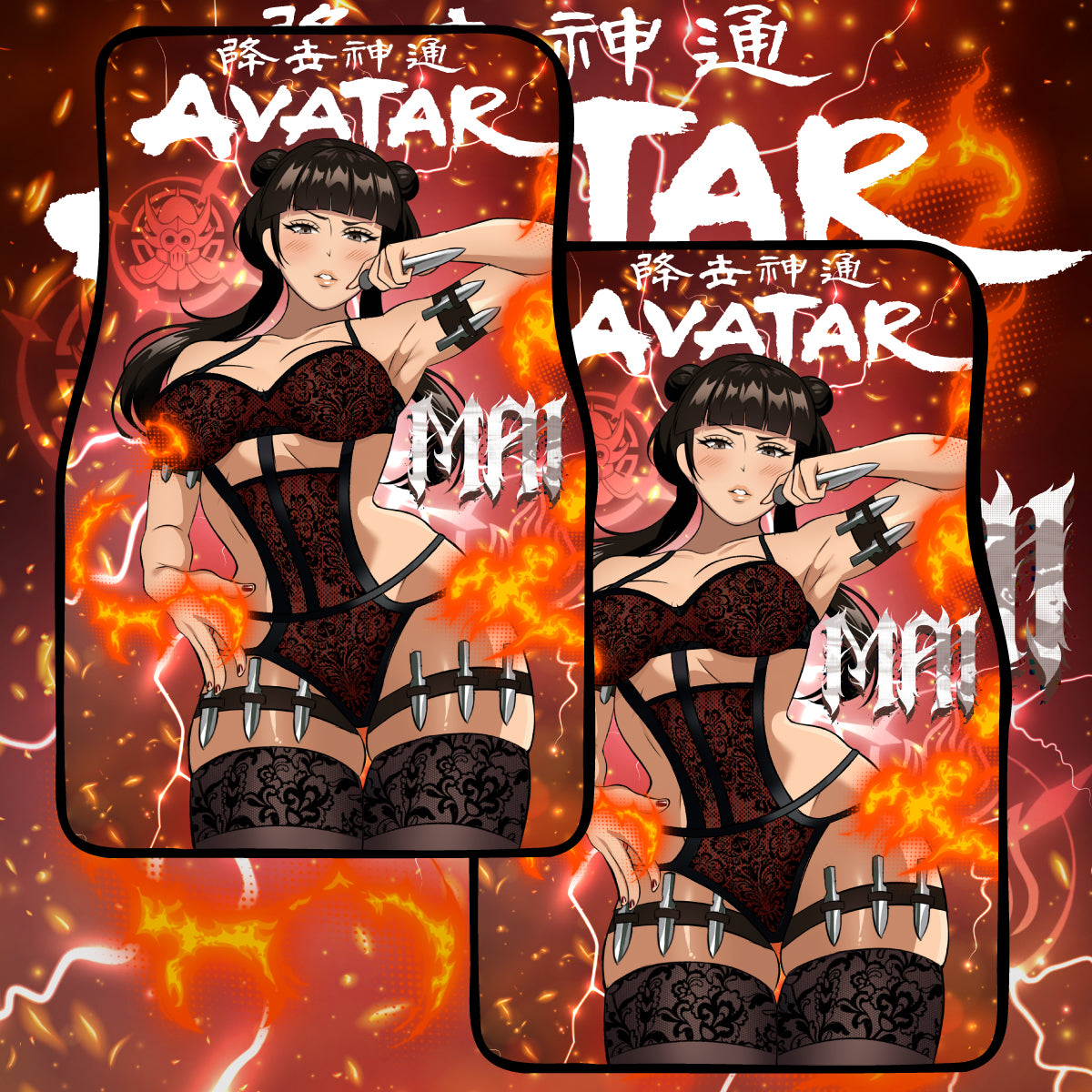Anime Waifu Car Mats Fire Nation Mai