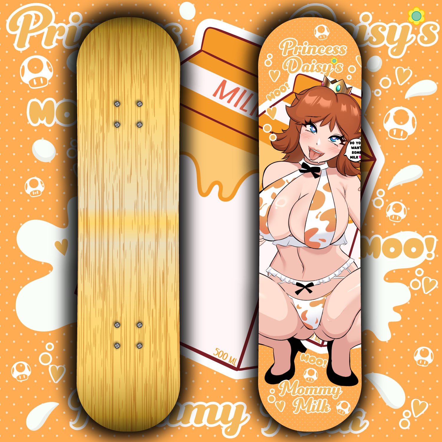 Anime Waifu Skate Deck Cow Princess Daisy