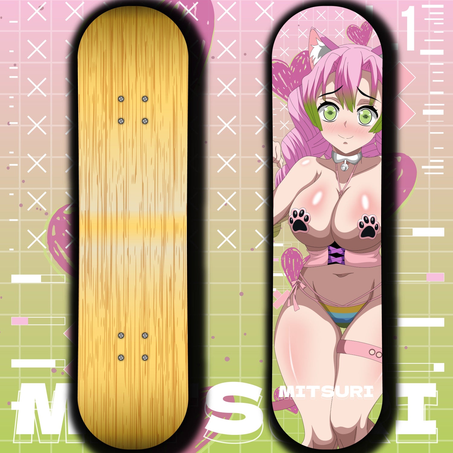 Anime Waifu Skate Deck Neko Mitsuri