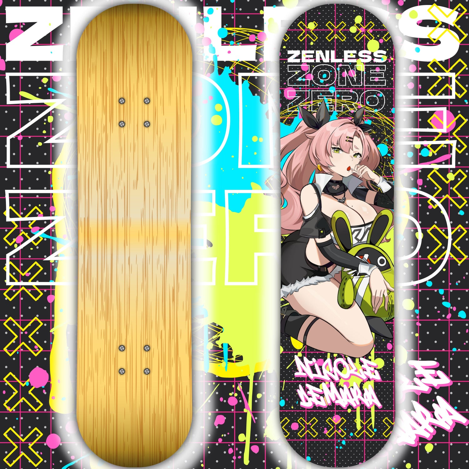 Anime Waifu Skate Deck ZZZ Nicole
