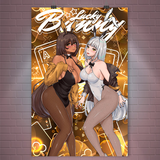 Lucky Bunny Noir & Blanc <3 Poster / Wall Banner