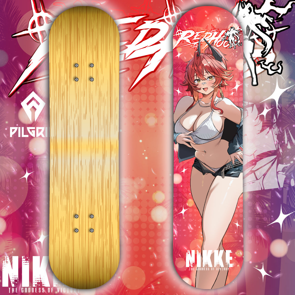 Anime Waifu Skate Deck Retro Days Red Hood