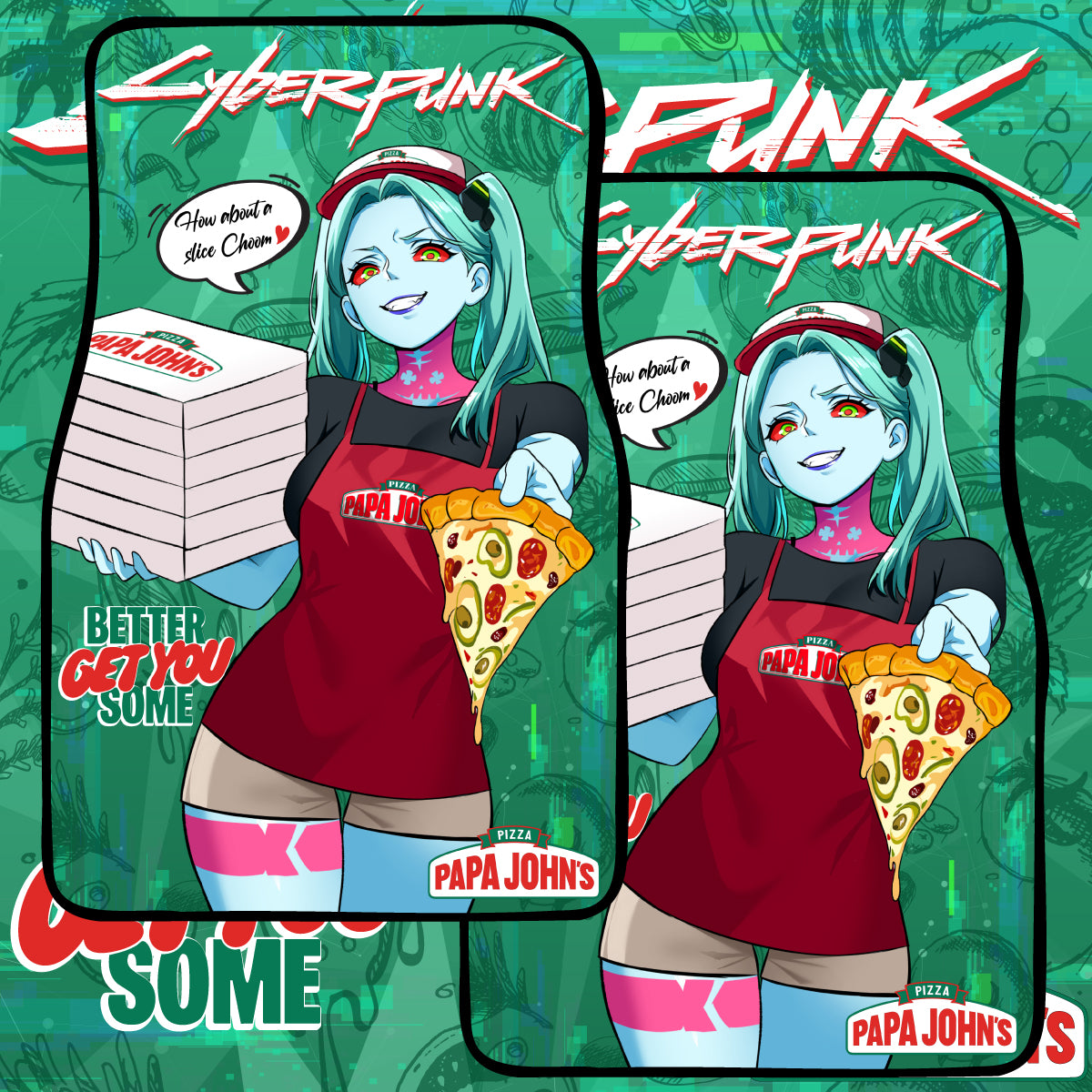 Anime Waifu Car Mats Pizza Rebecca