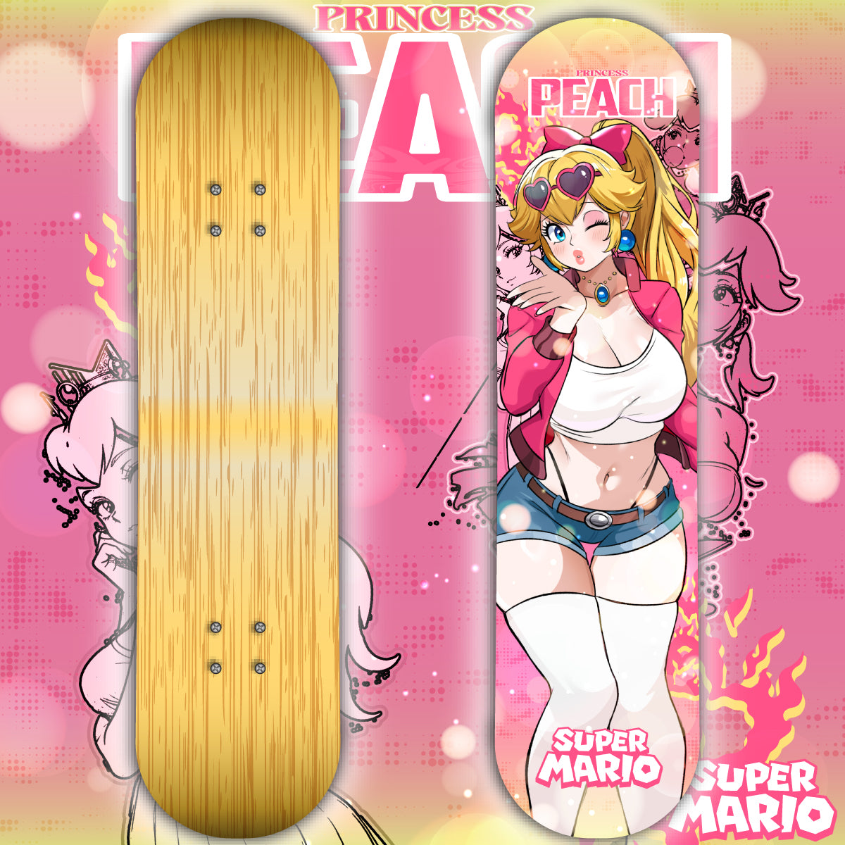 Anime Waifu Skate Deck Princess Peach V2
