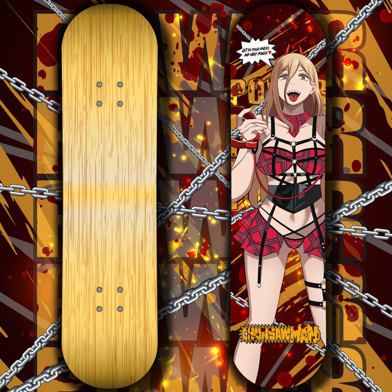 Anime Waifu Skate Deck Power