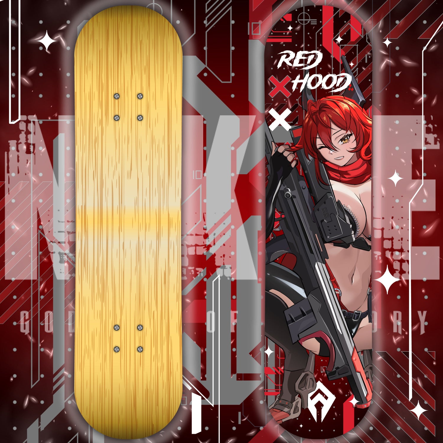 Anime Waifu Skate Deck Red Hood