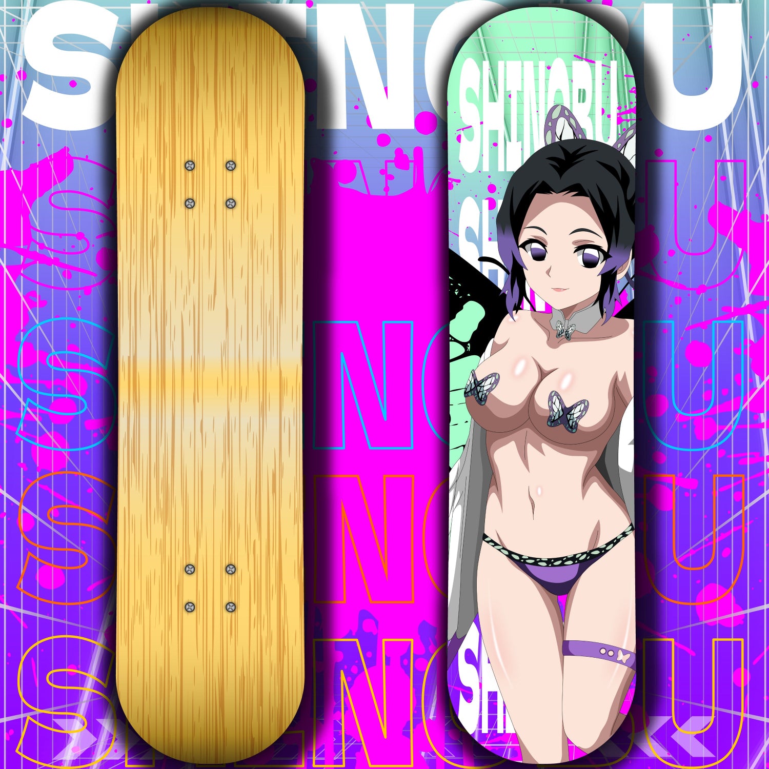 Anime Waifu Skate Deck Shinobu V1