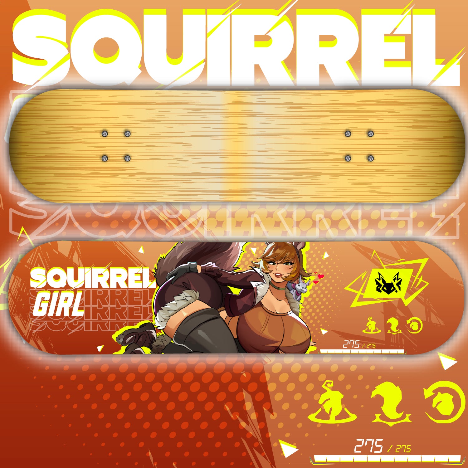 Anime Waifu Skate Deck Squirrel Girl
