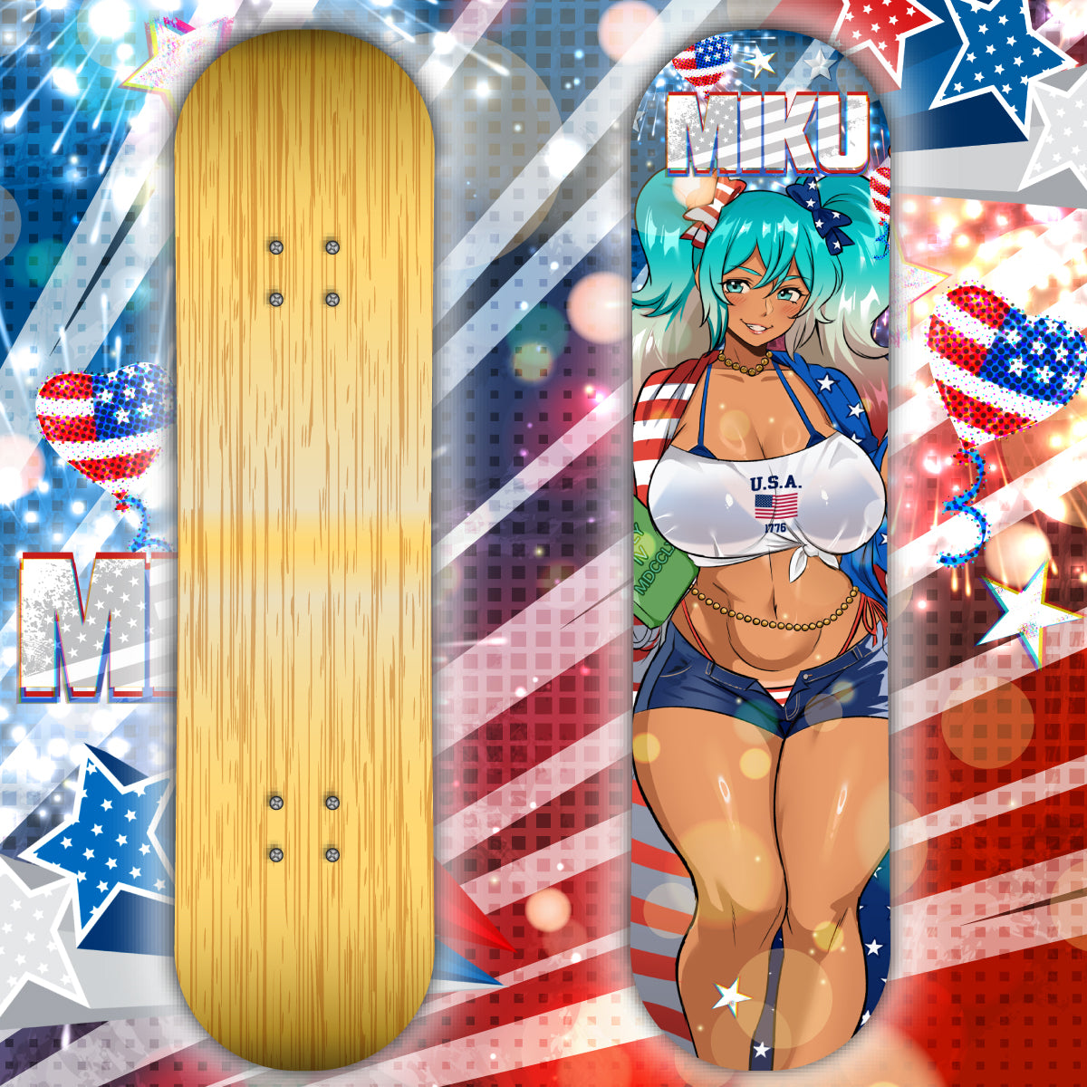 Anime Waifu Skate Deck 4th of July Miku