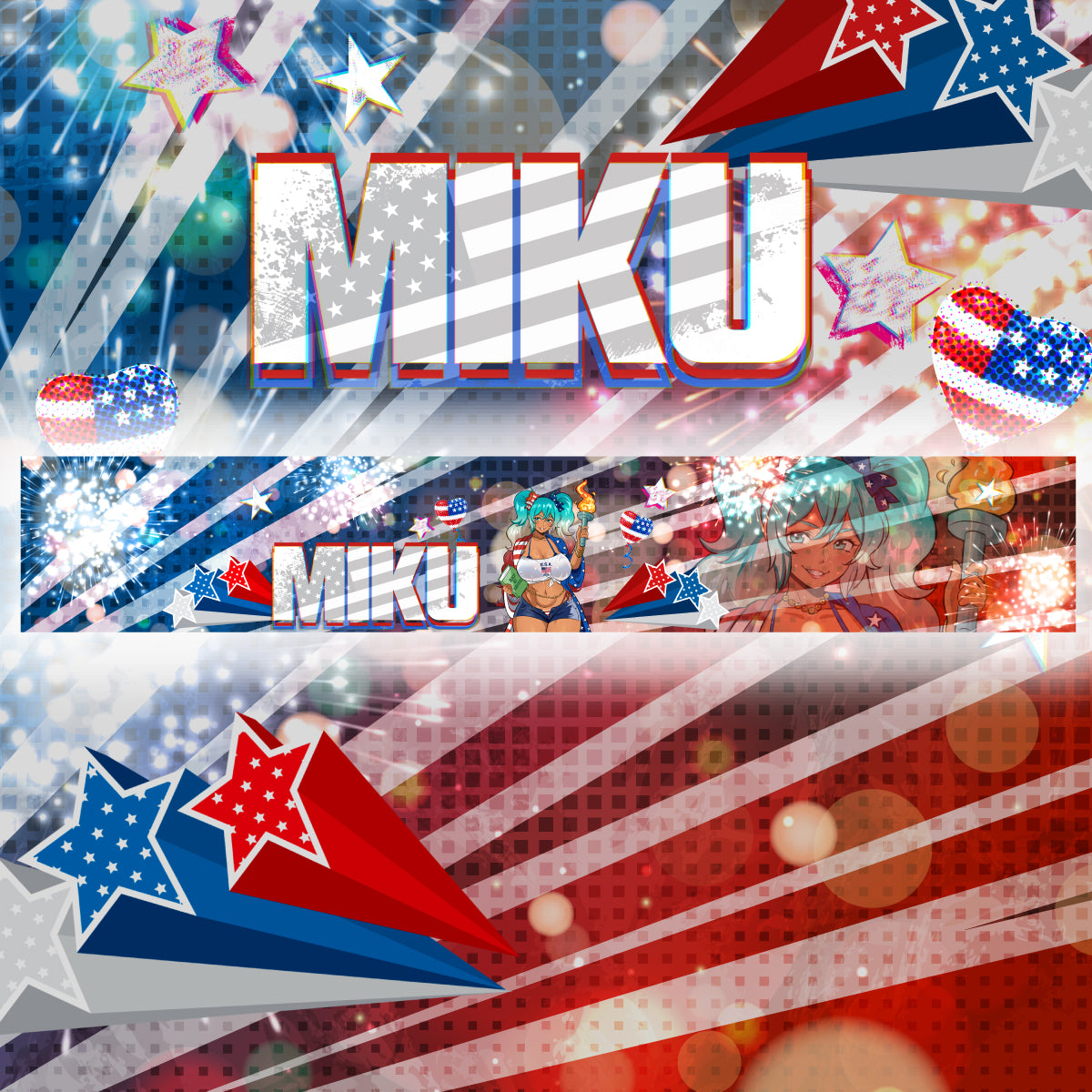 Vehicle Windshield Banner 4th of July Miku