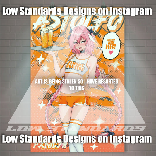 Femboy Hooters Astolfo  Poster / Wall Banner