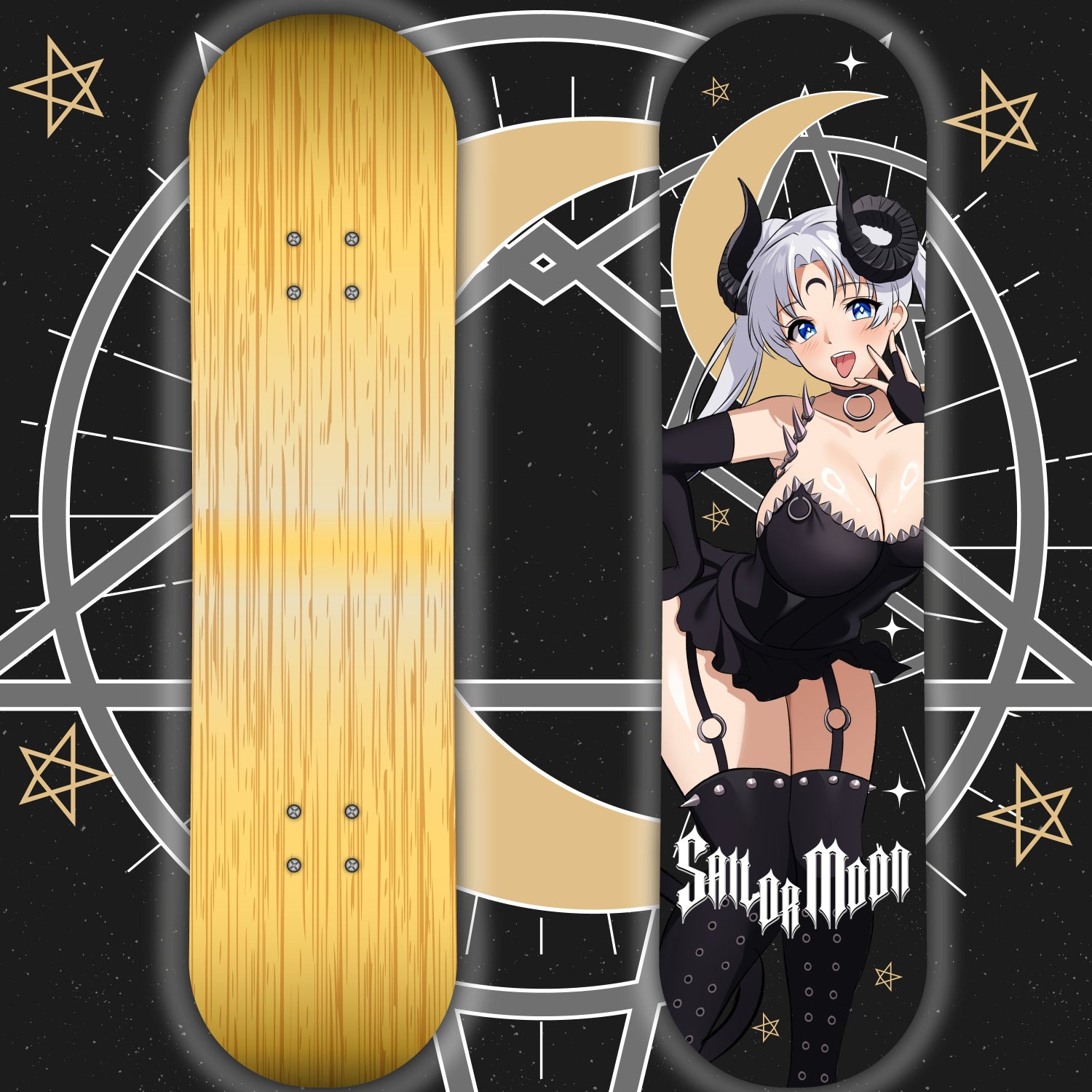 Anime Waifu Skate Deck Succubus Guardian Moon