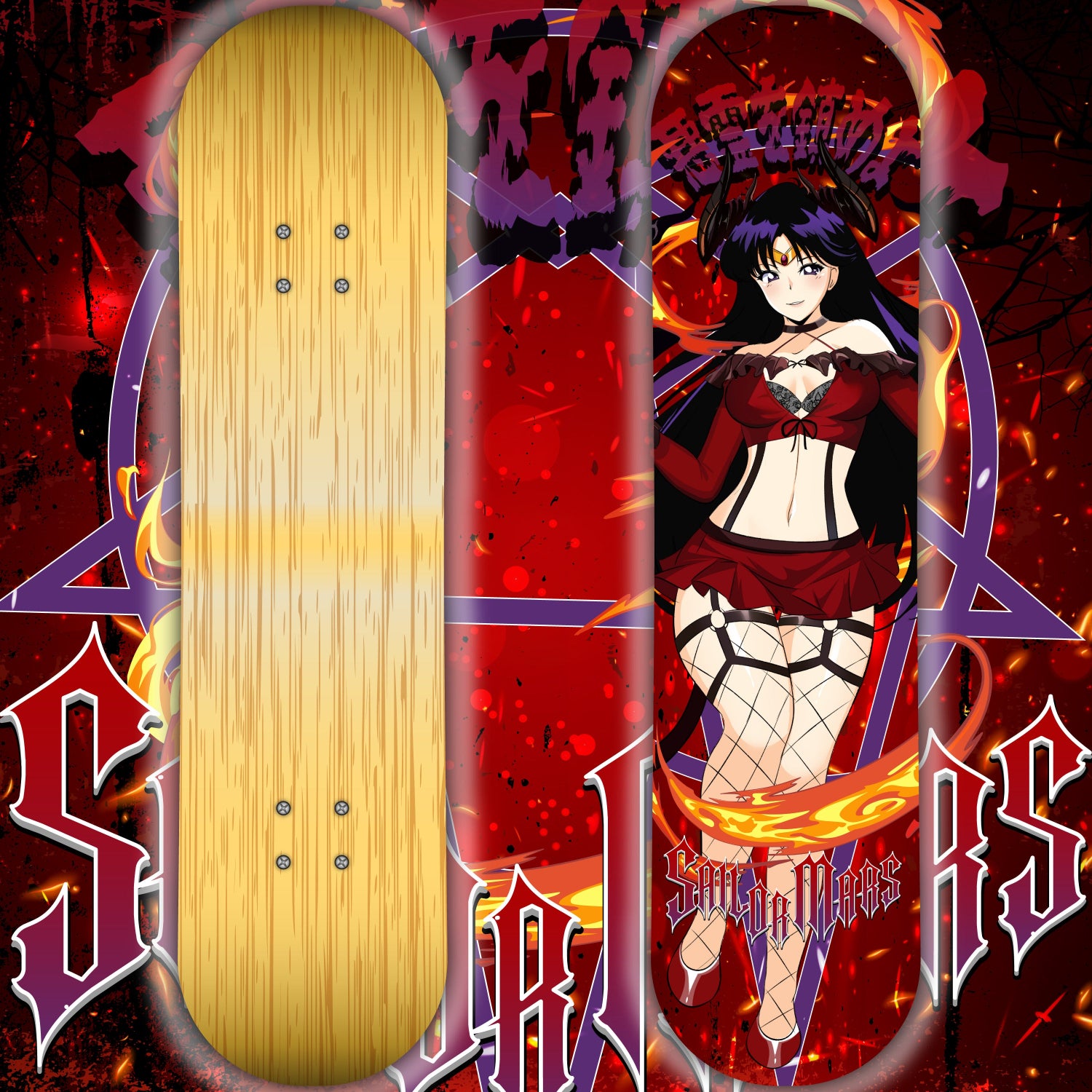 Anime Waifu Skate Deck Succubus Mars