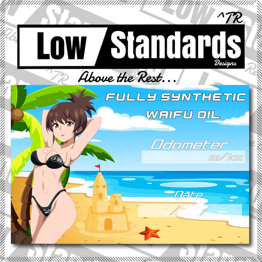 Beach Babe Marci Oil Change Sticker