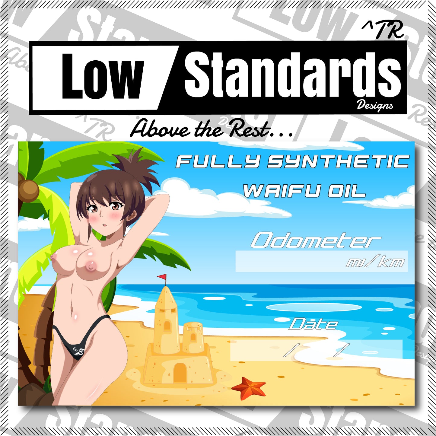 Beach Babe Marci Oil Change Sticker