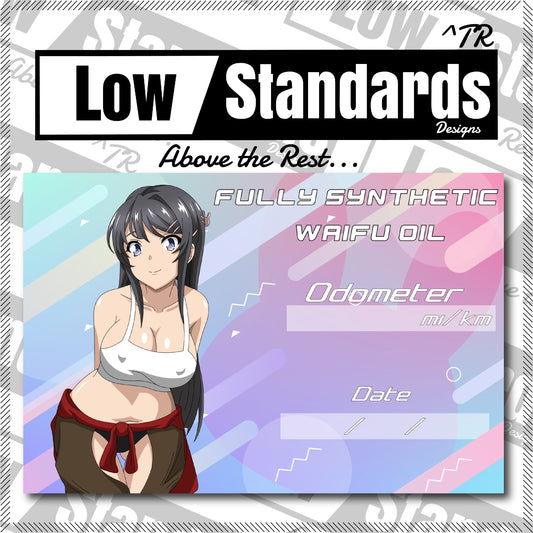 Mai Senpai Oil Change Sticker